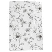 Minimalist Line Art Floral Seamless Pattern (4) ミディアムペーパーバッグ (正面)