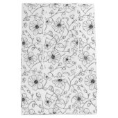 Minimalist Line Art Floral Seamless Pattern (4) ミディアムペーパーバッグ (裏面)