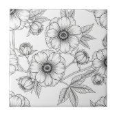 Minimalist Line Art Floral Seamless Pattern (5) タイル (正面)