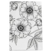 Minimalist Line Art Floral Seamless Pattern (5) ミディアムペーパーバッグ (正面)