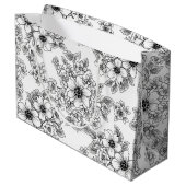 Minimalist Line Art Floral Seamless Pattern (5) ラージペーパーバッグ (裏面アングル)
