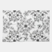Minimalist Line Art Floral Seamless Pattern (6) キッチンタオル (横)