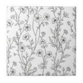 Minimalist Line Art Floral Seamless Pattern (7) タイル (正面)