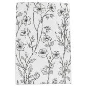 Minimalist Line Art Floral Seamless Pattern (7) ミディアムペーパーバッグ (正面)