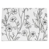 Minimalist Line Art Floral Seamless Pattern (7) ラージペーパーバッグ (正面)