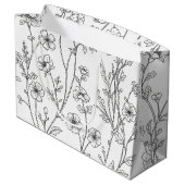 Minimalist Line Art Floral Seamless Pattern (7) ラージペーパーバッグ (裏面アングル)