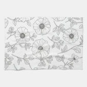 Minimalist Line Art Floral Seamless Pattern (8) キッチンタオル (横)