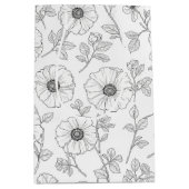 Minimalist Line Art Floral Seamless Pattern (8) ミディアムペーパーバッグ (正面)