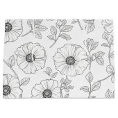 Minimalist Line Art Floral Seamless Pattern (8) ラージペーパーバッグ (正面)