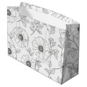 Minimalist Line Art Floral Seamless Pattern (8) ラージペーパーバッグ (裏面アングル)