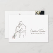 Minimalist Line Art Hand in Hand Flowers サンキューカード (正面/裏面)