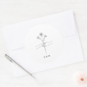 Minimalist Line Art Hands & Flowers Wedding Sticke ラウンドシール (封筒)