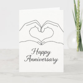 Minimalist Line Art Hands Heart Happy Anniversary  カード
