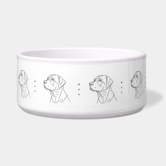 Minimalist Line Art Labrador Retriever Ceramic ボウル (正面)