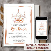 Minimalist Line Art Mosque Ramadan Iftar Dinner 招待状
