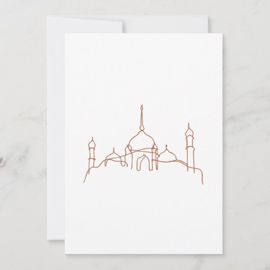 Minimalist Line Art Mosque Ramadan Iftar Dinner 招待状 (裏面)