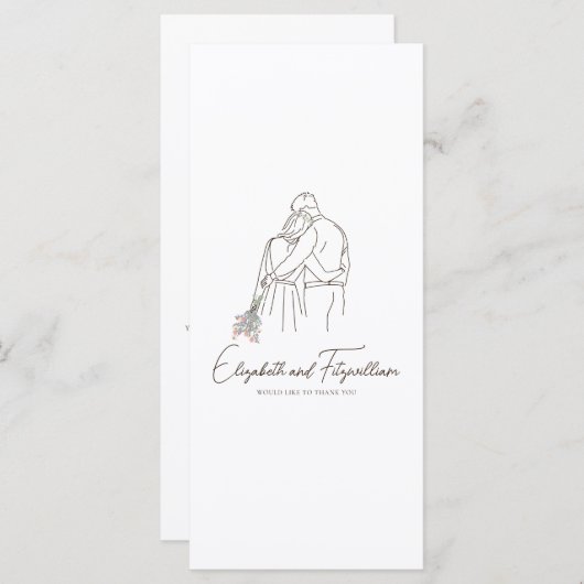 Minimalist Line Art Romantic Couple Floral Bouquet (正面/裏面)