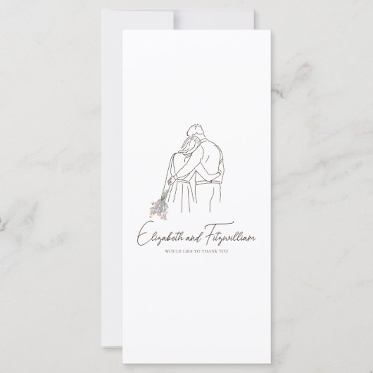 Minimalist Line Art Romantic Couple Floral Bouquet (正面)