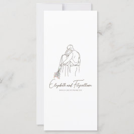 Minimalist Line Art Romantic Couple Floral Bouquet