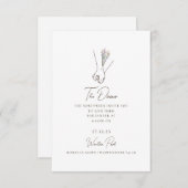 Minimalist Line Art Romantic Couple Floral Bouquet 招待状 (正面/裏面)