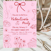 Minimalist Line Art Valentine’s Day Party 招待状