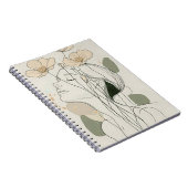 Minimalist Line Art Woman with Floral ノートブック (右側)