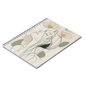 Minimalist Line Art Woman with Floral ノートブック (左側)