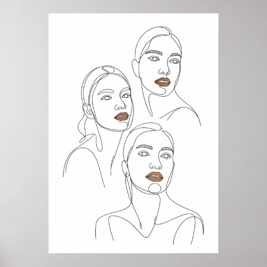 Minimalist Line Portraits of Women ポスター (正面)
