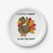 Minimalist Little Turkey Baby Shower ペーパープレート (正面)