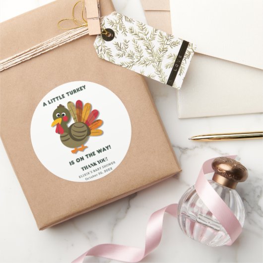 Minimalist Little Turkey Baby Shower ラウンドシール (ギフト)