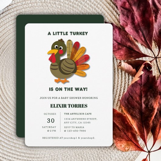 Minimalist Little Turkey Baby Shower Invitation 招待状