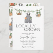 Minimalist Locally Grown Baby Shower 招待状 (正面/裏面)