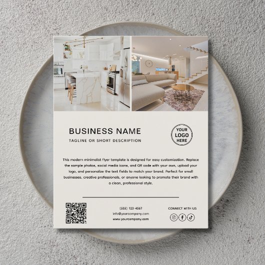 Minimalist Logo Photo Neutral Beige Business Flyer チラシ