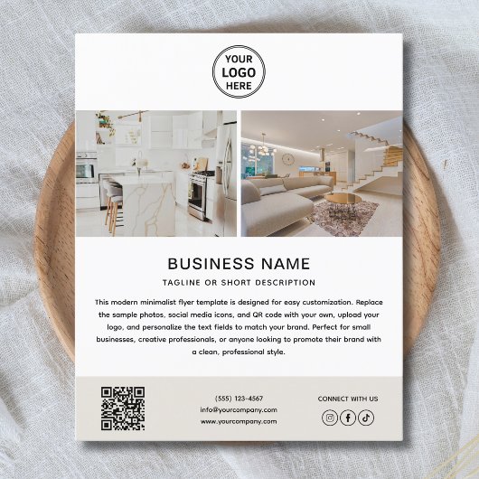 Minimalist Logo Photo QR Business Flyer チラシ