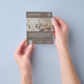 Minimalist Logo Photo QR Code Taupe Business Flyer チラシ (手)