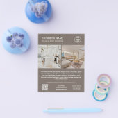 Minimalist Logo Photo QR Code Taupe Business Flyer チラシ (シングル)
