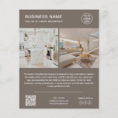 Minimalist Logo Photo QR Code Taupe Business Flyer チラシ (正面)