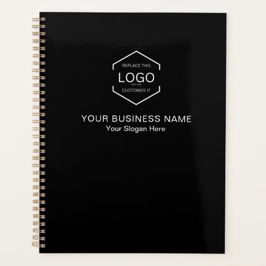 Minimalist Logo QR Code Business Black White Text プランナー手帳 (正面)