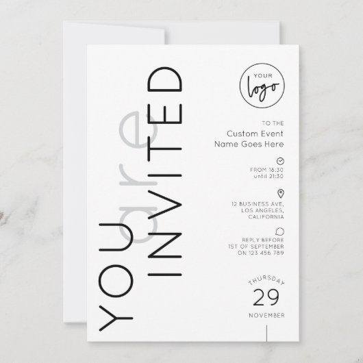 Minimalist Logo Simple Gala Dinner Business Event 招待状 (正面)