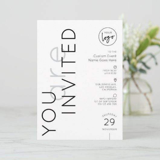 Minimalist Logo Simple Gala Dinner Business Event 招待状 (スタンド正面)