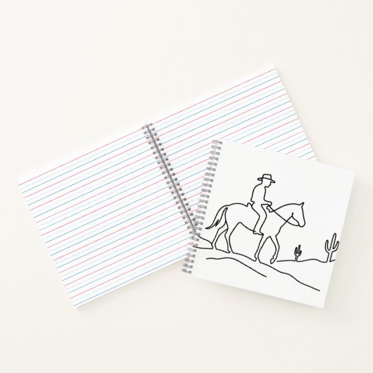Minimalist Lone Rider Continuous Line Art Design ノートブック (内部)