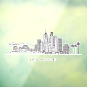 Minimalist Los Angeles Skyline Illustration ウィンドウサイン (シート3)