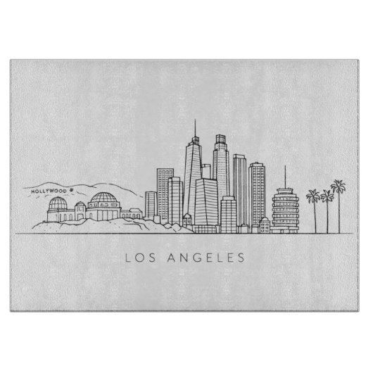 Minimalist Los Angeles Skyline Illustration カッティングボード (正面)
