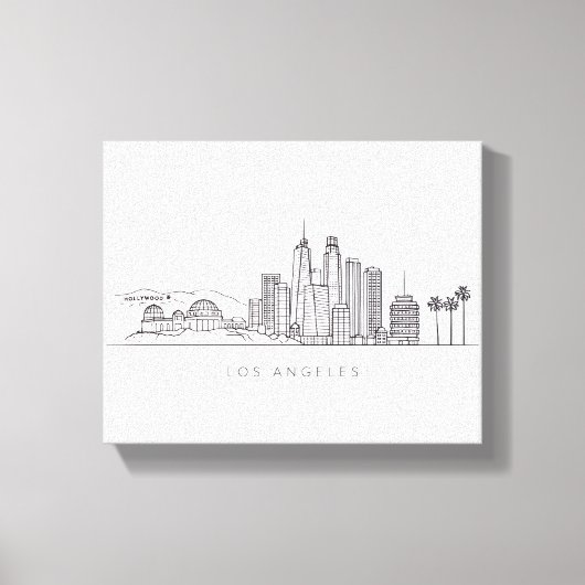 Minimalist Los Angeles Skyline Illustration キャンバスプリント (正面)