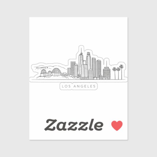 Minimalist Los Angeles Skyline Illustration シール (シート)