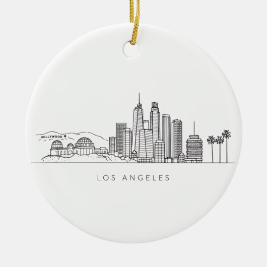 Minimalist Los Angeles Skyline Illustration セラミックオーナメント (正面)