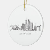 Minimalist Los Angeles Skyline Illustration セラミックオーナメント (左)