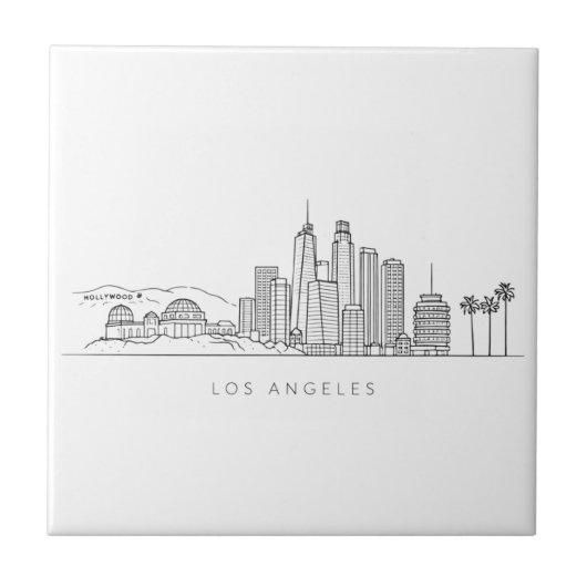 Minimalist Los Angeles Skyline Illustration タイル (正面)