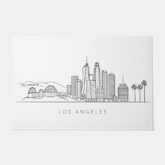 Minimalist Los Angeles Skyline Illustration ドアマット