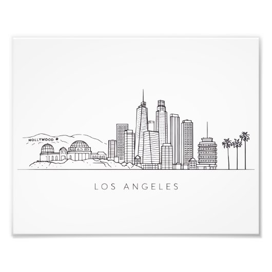 Minimalist Los Angeles Skyline Illustration フォトプリント (正面)